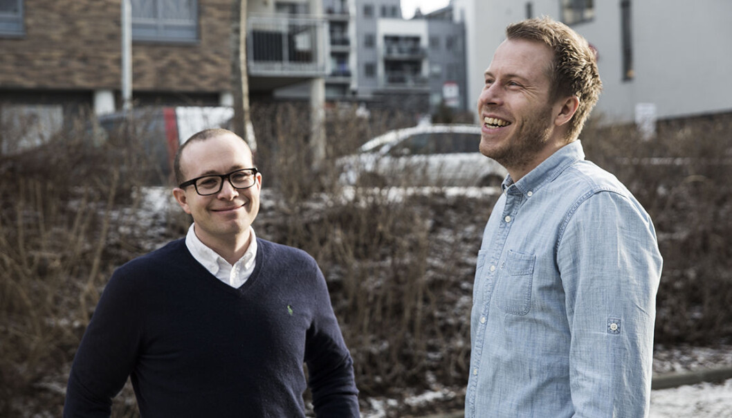 Thomas Sørbø (t.v.) og Patrik Olstad Berglund gründet Xeneta sammen. Foto: Per-Ivar Nikolaisen Thomas Sørbø (t.v.) og Patrik Olstad Berglund gründet Xeneta sammen. Foto: Per-Ivar Nikolaisen