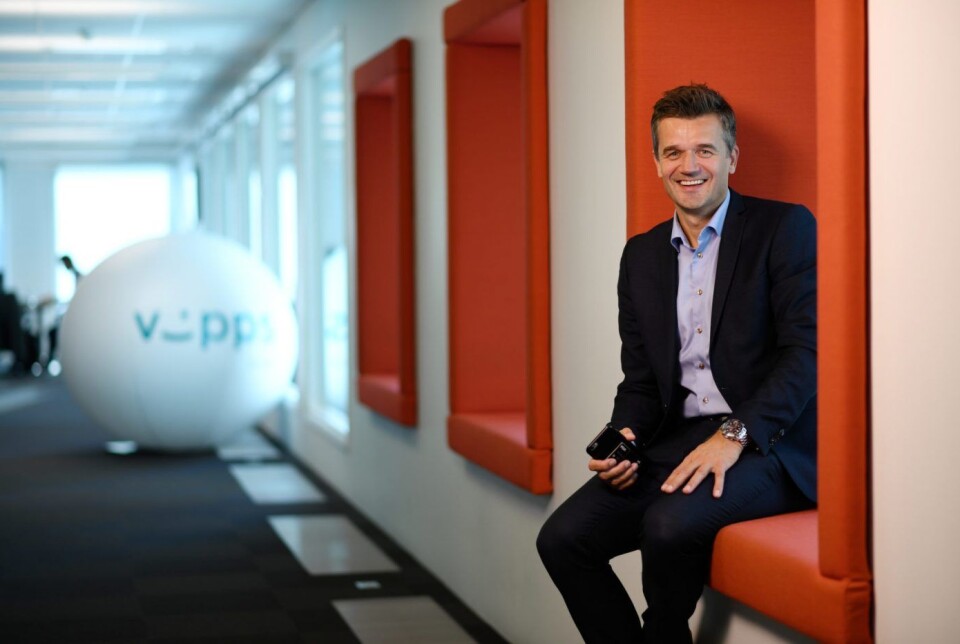 Dette er det eldste bildet av Rune Garborg vi har klart å finne i Shifter/BankShifts arkiver. Av fargen på Vipps-logoen å dømme er det tatt før 2017. Det var da Vipps ble orange.