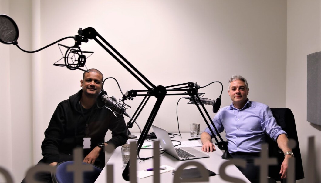 Shifter-gründer Lucas Weldeghebriel og Salvador Baille i podcasten til Shifter. Foto: Gjermund Glesnes. Shifter-gründer Lucas Weldeghebriel og Salvador Baille i podcasten til Shifter. Foto: Gjermund Glesnes.
