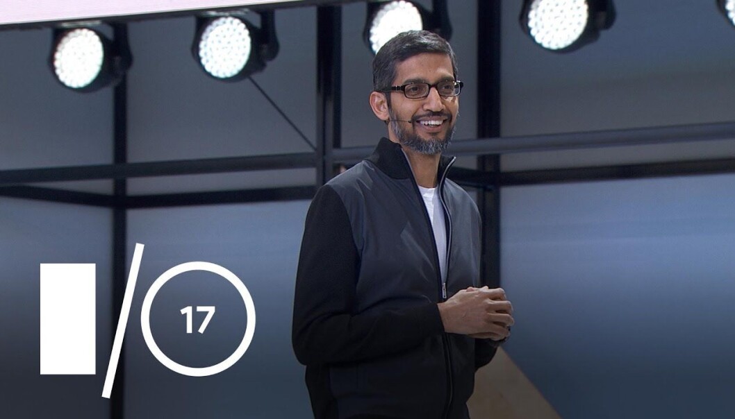 Googles CEO Sundar Pichai presenterer alle nyhetene på utviklerkonferansen I/O. Foto: Google Googles CEO Sundar Pichai presenterer alle nyhetene på utviklerkonferansen I/O. Foto: Google