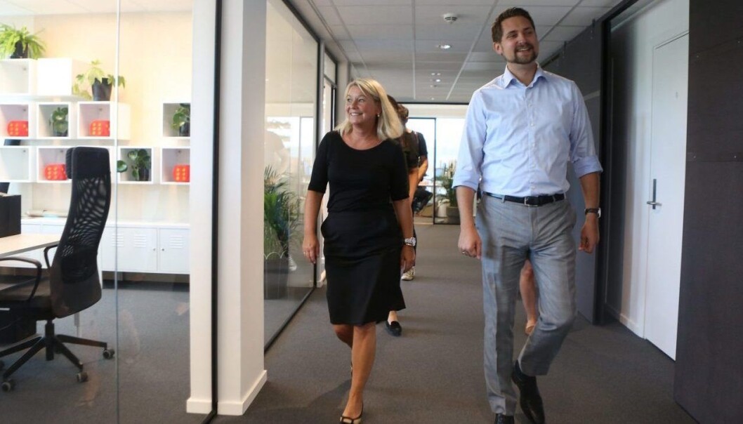Næringsminister Monica Mæland fikk før valgkampen i 2017, omvisning av Karl Munthe-Kaas i de forholdsvis nye lokalene til Kolonial.no. Illustrasjonsfoto: Håkon Jacobsen, NFD Næringsminister Monica Mæland fikk før valgkampen i 2017, omvisning av Karl Munthe-Kaas i de forholdsvis nye lokalene til Kolonial.no. Illustrasjonsfoto: Håkon Jacobsen, NFD