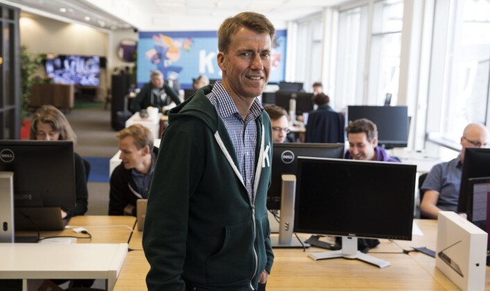 Erik Harrell foran teamet som utviklet den nye mobilappen til Kahoot i en fei. Foto: Per-Ivar Nikolaisen Erik Harrell foran teamet som utviklet den nye mobilappen til Kahoot i en fei. Foto: Per-Ivar Nikolaisen