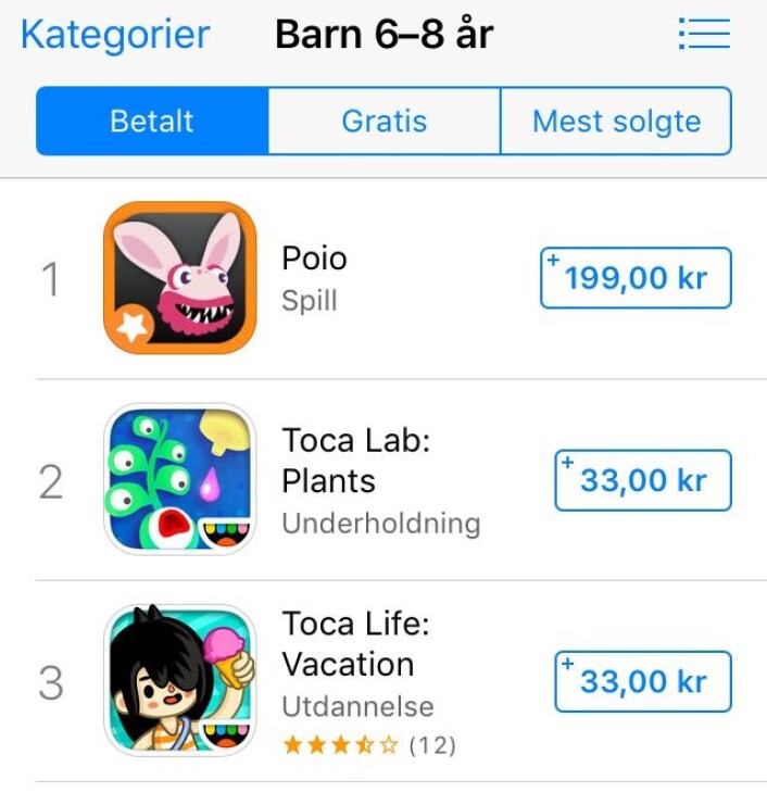 Poio på topp i App Store. Foto: Screenshot Poio på topp i App Store. Foto: Screenshot