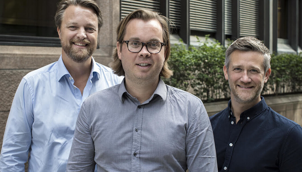 Jarle Holm (CFO, Co-founder), Sven Haadem (Chief Data Officer), og David Baum (CEO, Co-founder) i Monner. Foto: Monner. Jarle Holm (CFO, Co-founder), Sven Haadem (Chief Data Officer), og David Baum (CEO, Co-founder) i Monner. Foto: Monner.