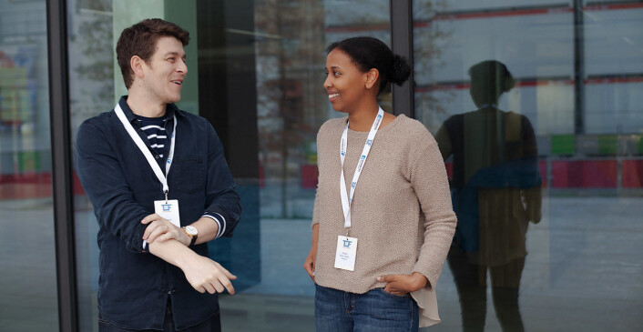 Edward Jonathan Davies (t.v.) og Hodo Elmi Aden i Diwala er en av flere raskt voksende startups på flyktningfeltet. Foto: Maria Amelie Edward Jonathan Davies (t.v.) og Hodo Elmi Aden i Diwala er en av flere raskt voksende startups på flyktningfeltet. Foto: Maria Amelie