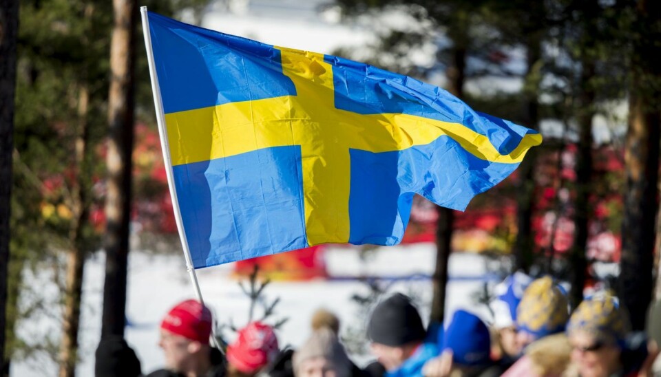 Et svensk flagg på Lugnet skistadion i Falun.
Foto: Vegard Wivestad Grøtt / NTB scanpix