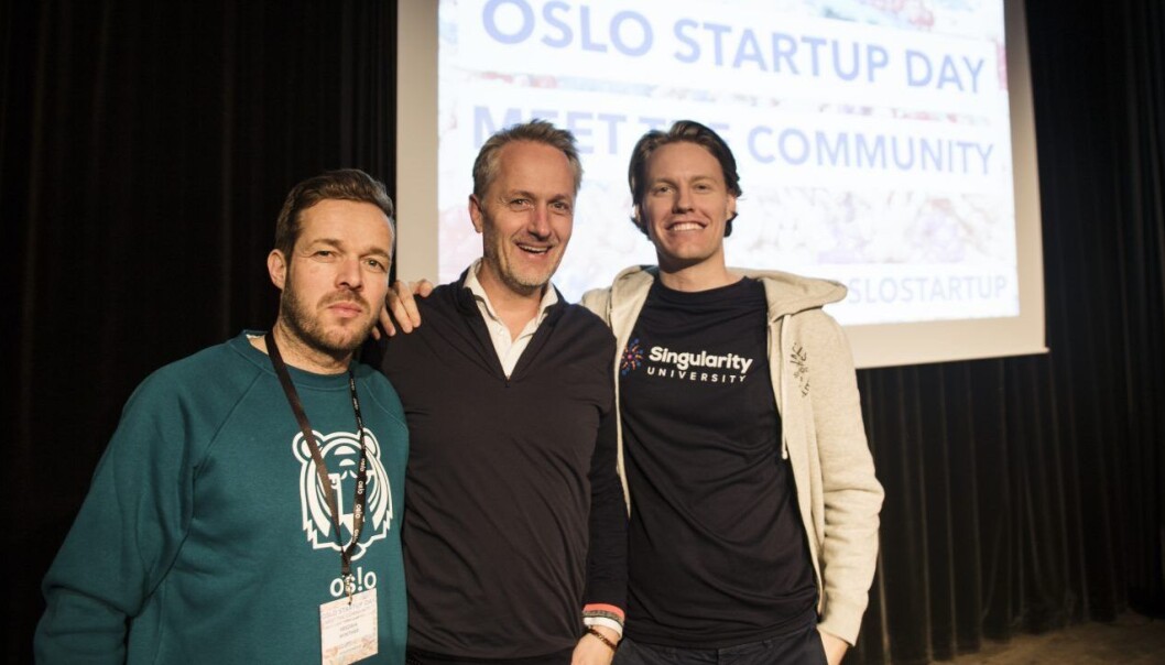 Fredrik Winther t.v.), Anders Lier og Kristoffer Røil er blant initiativtagerne bak Singularity University i Oslo. Foto: Fredrik Hovland Fredrik Winther t.v.), Anders Lier og Kristoffer Røil er blant initiativtagerne bak Singularity University i Oslo. Foto: Fredrik Hovland
