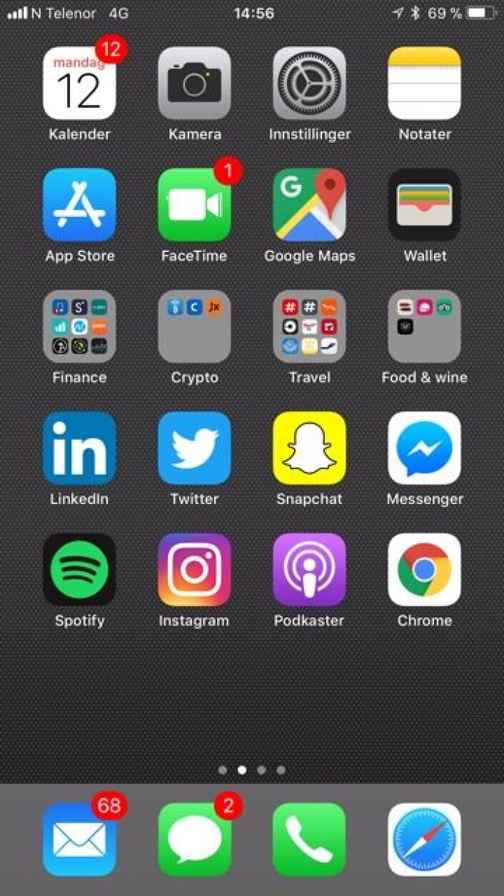En screenshot av Christian Andreassens mobilskjerm. En screenshot av Christian Andreassens mobilskjerm.
