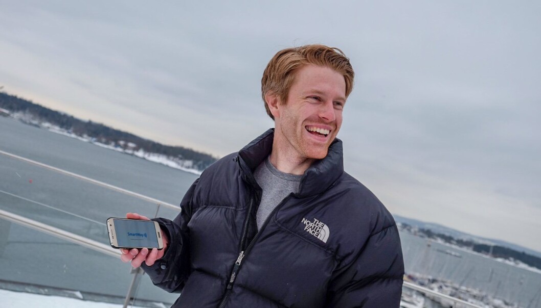 Carl Nesset deltar på The Factorys akselerasjonsprogram med sin idé om den digitale betalingsløsningen SmartWay. Foto: Vilde Mebust Erichsen. Carl Nesset deltar på The Factorys akselerasjonsprogram med sin idé om den digitale betalingsløsningen SmartWay. Foto: Vilde Mebust Erichsen.
