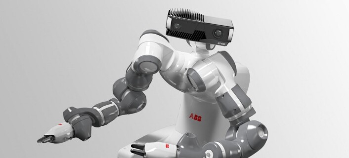 Det er ingen tilfeldighet at kameraet mot forveksling ser ut som robotversjonen av E.T.: -- Vi har sammen med Eker Design lagt ned veldig mye tid i å gi kameraet et menneskelig design - det tross alt mennesker som skal jobbe med disse robotene, sier Schumann-Olsen. Foto: Zivid Labs. Det er ingen tilfeldighet at kameraet mot forveksling ser ut som robotversjonen av E.T.: -- Vi har sammen med Eker Design lagt ned veldig mye tid i å gi kameraet et menneskelig design - det tross alt mennesker som skal jobbe med disse robotene, sier Schumann-Olsen. Foto: Zivid Labs.