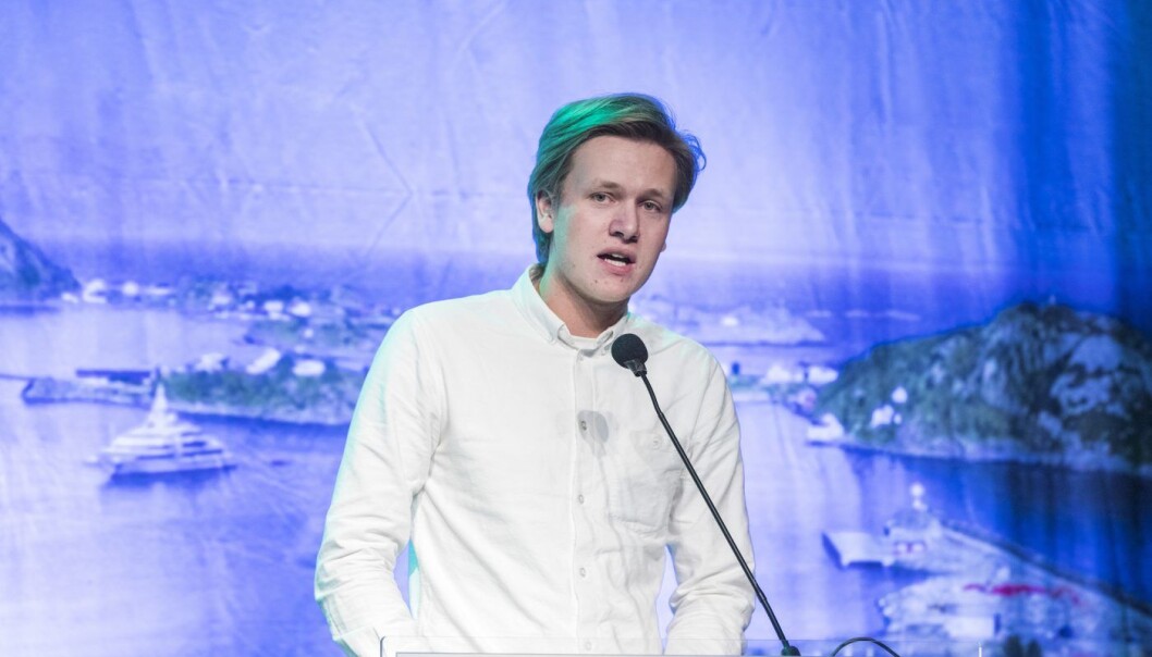 Venstres Sondre Hansmark (Unge Venstres leder) som talte på Venstres landsmøte.
Foto: Gorm Kallestad / NTB scanpix Venstres Sondre Hansmark (Unge Venstres leder) som talte på Venstres landsmøte.
Foto: Gorm Kallestad / NTB scanpix