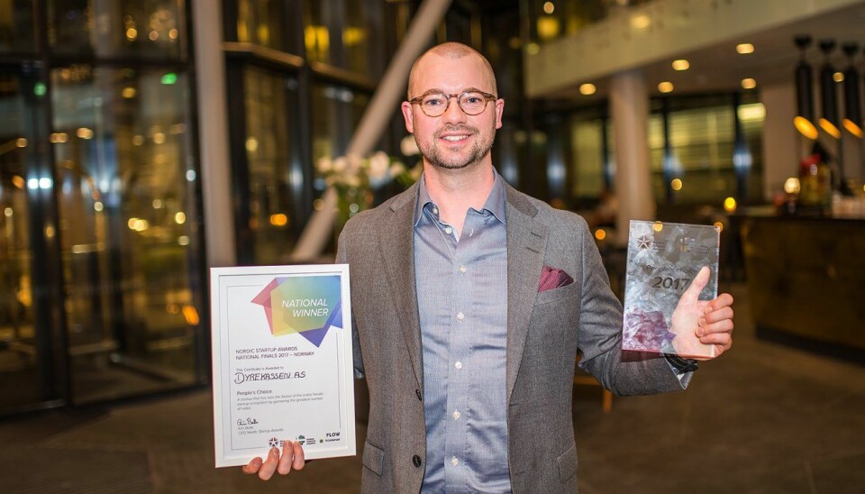 Roger Olsen i Dyrekassen gikk til topps under den norske finalen av Nordic Startup Awards i 2017. Foto: Olga Shavrina/Nordic Startup Awards