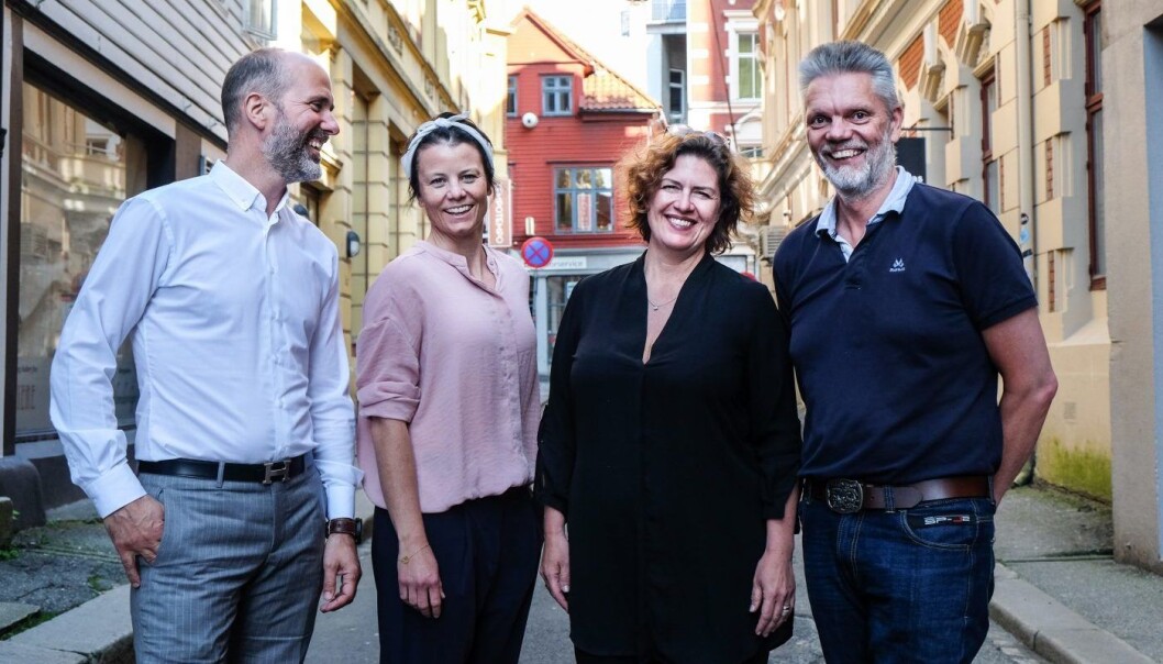 Ove Gjelsvik i Bergen Works, Camilla Watz Johannessen og Anniken Fjelberg i 657 - og Christian Erichsen, gründer av Bergen Works. Foto: Vilde Mebust Erichsen Ove Gjelsvik i Bergen Works, Camilla Watz Johannessen og Anniken Fjelberg i 657 - og Christian Erichsen, gründer av Bergen Works. Foto: Vilde Mebust Erichsen