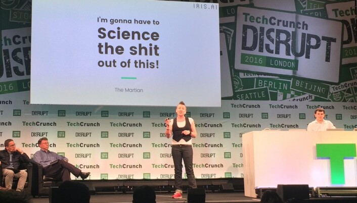 Anita Schjøll Brede på Techcrunch Disrupt. Anita Schjøll Brede på Techcrunch Disrupt.