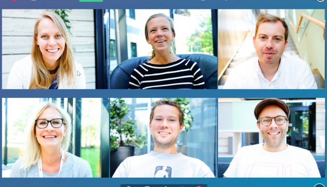 Appear.in-TEAMET: Øverst til venstre er daglig leder Ingrid Ødegaard. Foto: Appear.in. Appear.in-TEAMET: Øverst til venstre er daglig leder Ingrid Ødegaard. Foto: Appear.in.