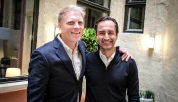 Antler-gründer Magnus Grimeland og Bjarne Abrahamsen, startup-generatorens Europa-sjef - da de lanserte i Norge. Foto: Vilde Mebust Erichsen
