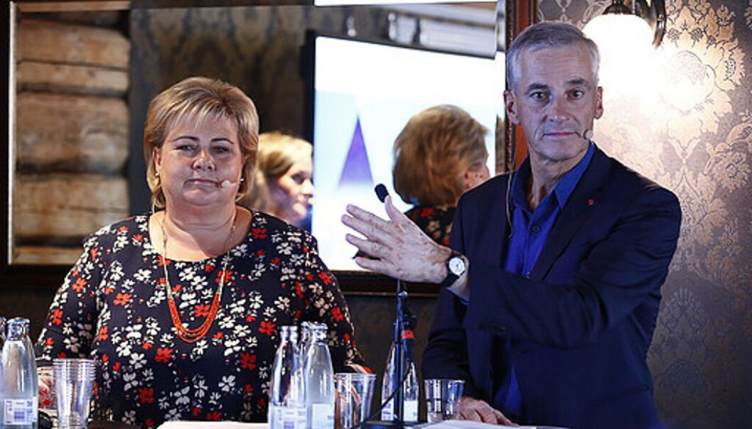 Erna Solberg og Jonas Gahr Støre. Foto: Terje Pedersen / NTB scanpix Erna Solberg og Jonas Gahr Støre. Foto: Terje Pedersen / NTB scanpix