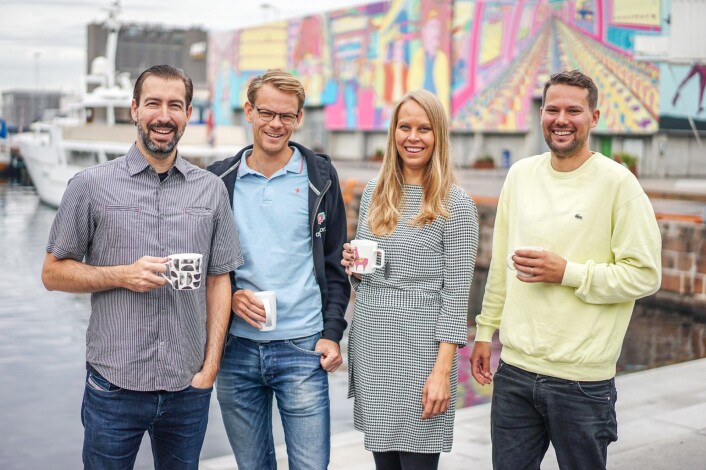 Den nye lederkvartetten i Appear.in: Sean Percival, Arne Gleditsch, Ingrid Ødegaard og Mikael Fløysand. Foto: Presse Den nye lederkvartetten i Appear.in: Sean Percival, Arne Gleditsch, Ingrid Ødegaard og Mikael Fløysand. Foto: Presse