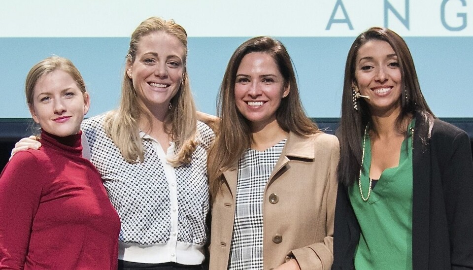 Teamet bak Grundr -- fra venstre til høyre: Nikol Mard (Head of Community Management),
Marieke Bjørgung (Head of Business Consultancy),
Angela Holter (Head of Investors Relations), og
Raja Skogland (CEO & Founder).
