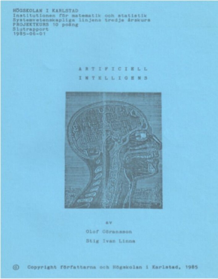 Stig Linnas hovedoppgave om AI i 1985. Stig Linnas hovedoppgave om AI i 1985.
