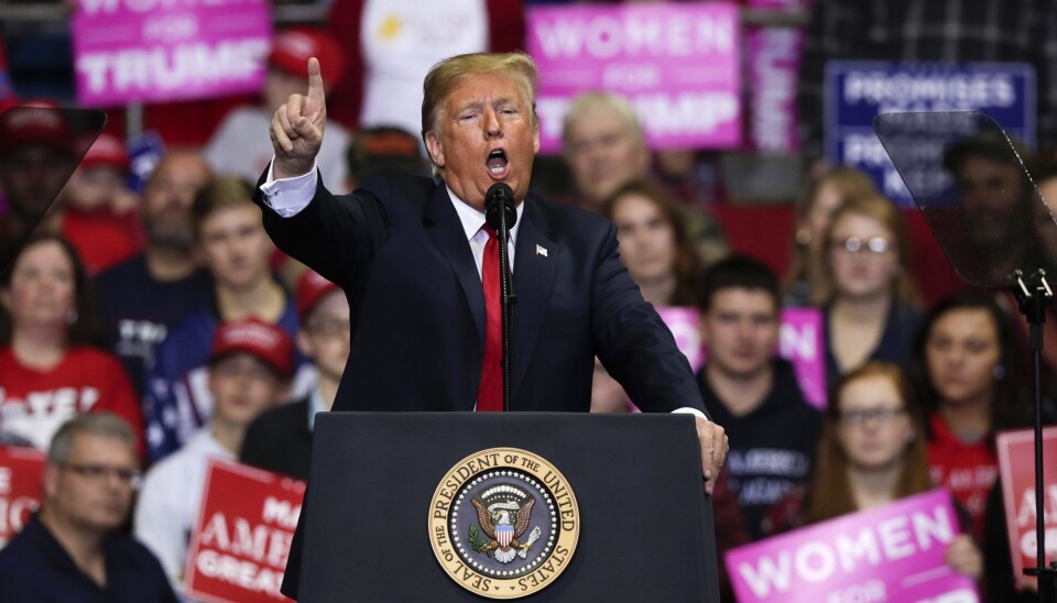President Donald Trump speaks at a campaign rally at the Allen County War Memorial Coliseum in Fort Wayne, Ind., Monday, Nov. 5, 2018. (AP Photo/Michael Conroy)