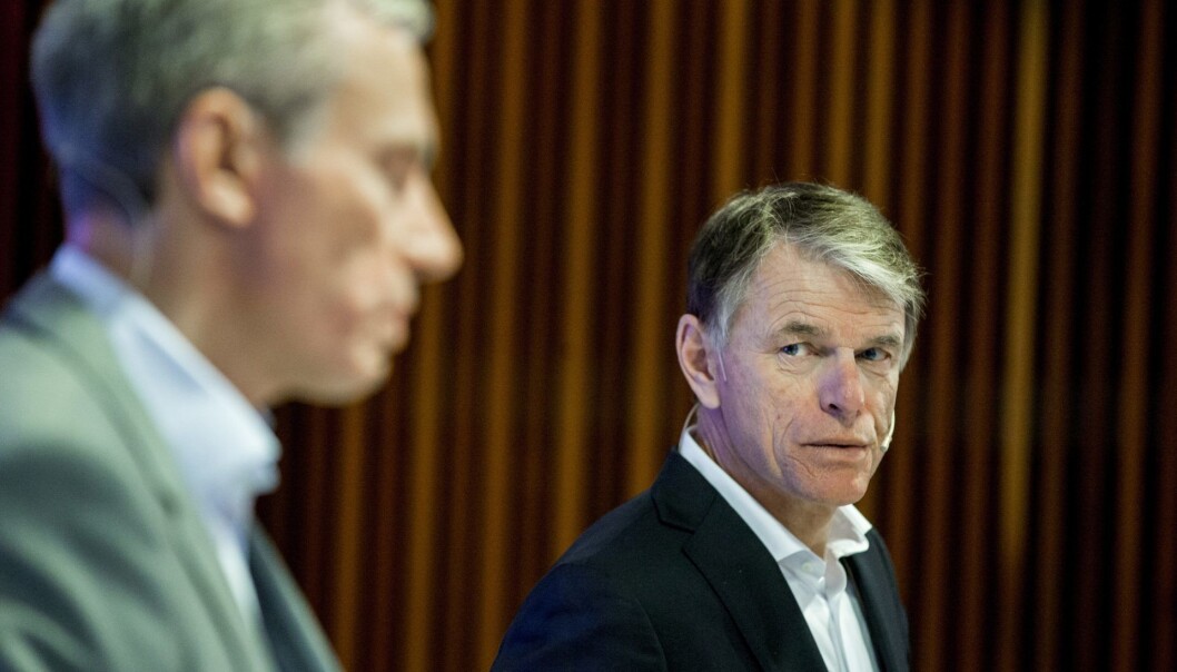 Trond Berger, konserndirektør for økonomi og finans i Schibsted - og konsernsjef Rolv Erik Ryssdal. Foto: Vegard Wivestad Grøtt / NTB scanpix Trond Berger, konserndirektør for økonomi og finans i Schibsted - og konsernsjef Rolv Erik Ryssdal. Foto: Vegard Wivestad Grøtt / NTB scanpix