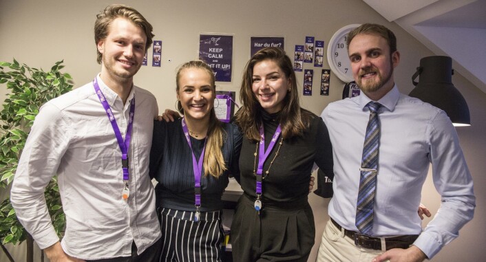 Deler av teamet i Moodie. CMO Herman Bøgeberg (fra venstre), CEO og gründer Fanny Ødegård, COO Dovile Daskeviciute og CFO Gediminas Meskauskas<br />og Foto: Per-Ivar Nikolaisen Deler av teamet i Moodie. CMO Herman Bøgeberg (fra venstre), CEO og gründer Fanny Ødegård, COO Dovile Daskeviciute og CFO Gediminas Meskauskas<br />og Foto: Per-Ivar Nikolaisen