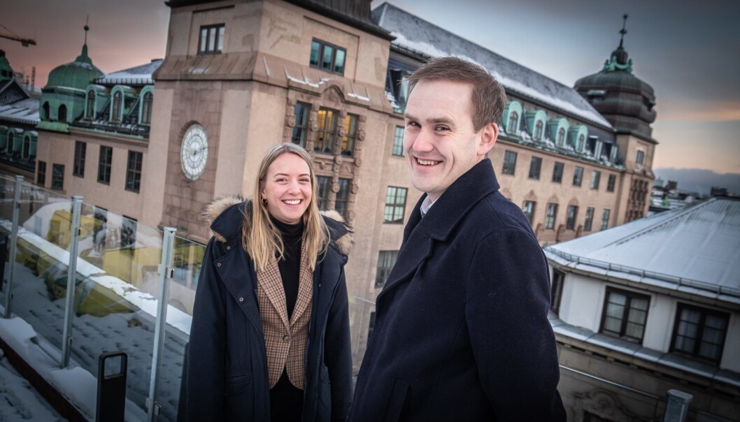 Kredittansvarlig Vilde Krogsrud og medgründer og daglig leder Geir Atle Bore i Fundingpartner. Foto: Vilde Mebust Erichsen Kredittansvarlig Vilde Krogsrud og medgründer og daglig leder Geir Atle Bore i Fundingpartner. Foto: Vilde Mebust Erichsen