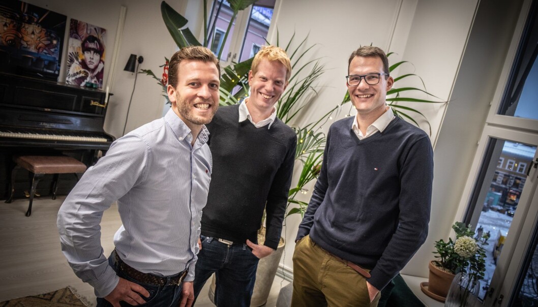 Ben Fischer (CEO), Erik Axel Nielsen (CTO) og Christoffer H. Isaksen (CCO) i Luca Labs. Foto: Vilde Mebust Erichsen Ben Fischer (CEO), Erik Axel Nielsen (CTO) og Christoffer H. Isaksen (CCO) i Luca Labs. Foto: Vilde Mebust Erichsen