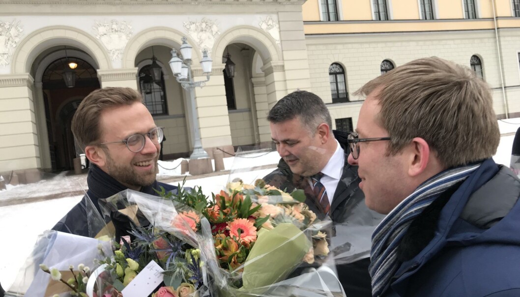 Abelia-sjef Håkon Haugli møtte ministeren på Slottsplassen tirsdag. Foto: Privat Abelia-sjef Håkon Haugli møtte ministeren på Slottsplassen tirsdag. Foto: Privat