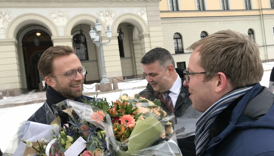 Abelia-sjef Håkon Haugli møtte ministeren på Slottsplassen tirsdag. Foto: Privat