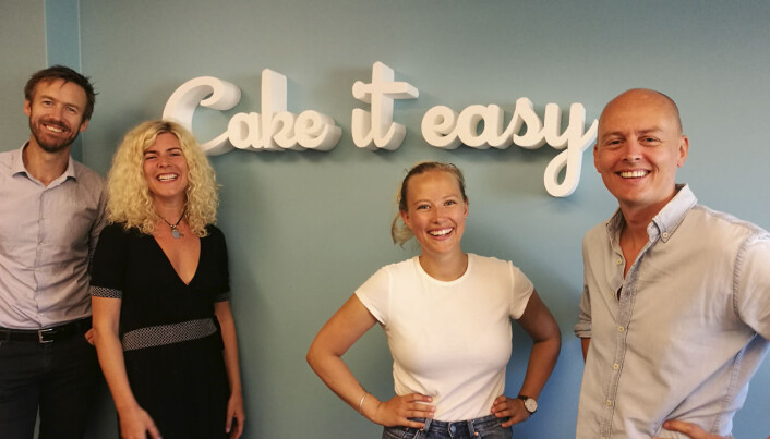 Cake it easy-teamet, fra venstre til høyre: Steffen Gausemel Backe, Hanna Erlandsson, Katharina Jens, Marius Sevaldsen. Foto: Press Cake it easy-teamet, fra venstre til høyre: Steffen Gausemel Backe, Hanna Erlandsson, Katharina Jens, Marius Sevaldsen. Foto: Press