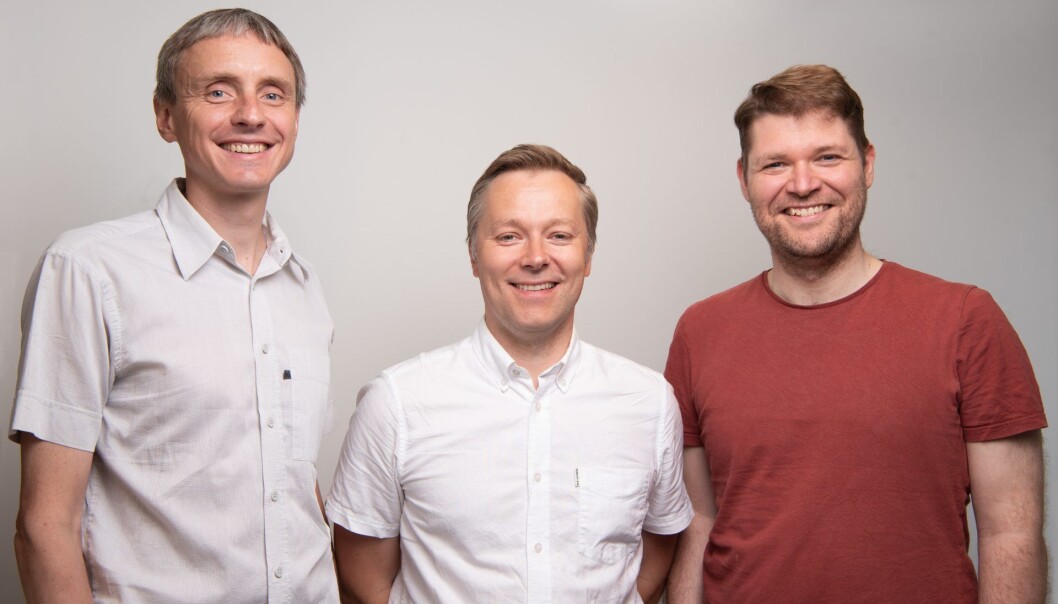 Ledelsen i Age Labs (fra venstre): Arne Vasli Søraas, lege, PhD (CSO), Espen Riskedal, MSc (CEO) og Karl Trygve Kalleberg, lege, PhD (CTO). Foto: Press Ledelsen i Age Labs (fra venstre): Arne Vasli Søraas, lege, PhD (CSO), Espen Riskedal, MSc (CEO) og Karl Trygve Kalleberg, lege, PhD (CTO). Foto: Press