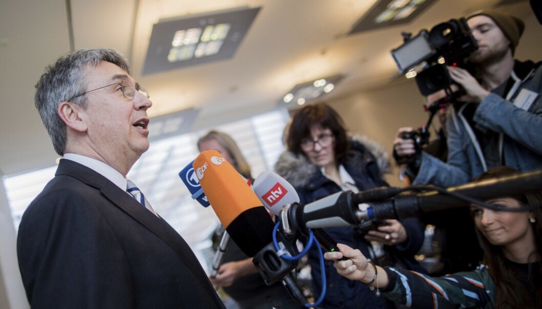 President of the German antitrust authority 'Bundeskartellamt' Andreas Mundt talks to the media at a press conference about Facebook. German antitrust authorities have issued a ruling prohibiting Facebook from combining user data from different sources. Foto: Rolf Vennenbernd/dpa via AP President of the German antitrust authority 'Bundeskartellamt' Andreas Mundt talks to the media at a press conference about Facebook. German antitrust authorities have issued a ruling prohibiting Facebook from combining user data from different sources. Foto: Rolf Vennenbernd/dpa via AP