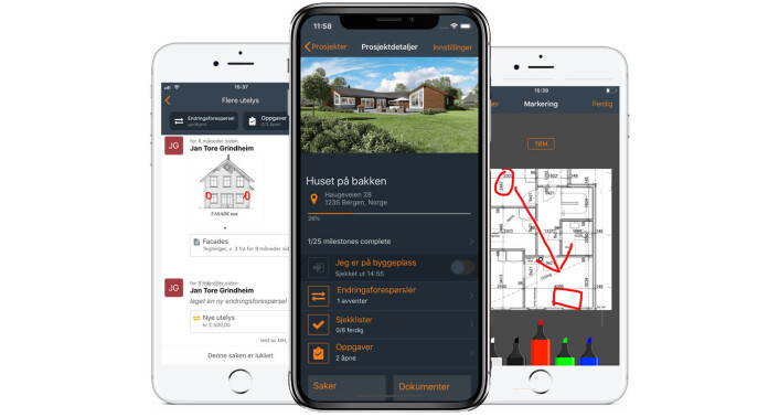 Skjermbilder fra Fonn sin app, som tar sikte på å gjøre kommunikasjon mellom håndverkere, men også håndverkere og kunder, enklere. Skjermbilder fra Fonn sin app, som tar sikte på å gjøre kommunikasjon mellom håndverkere, men også håndverkere og kunder, enklere.