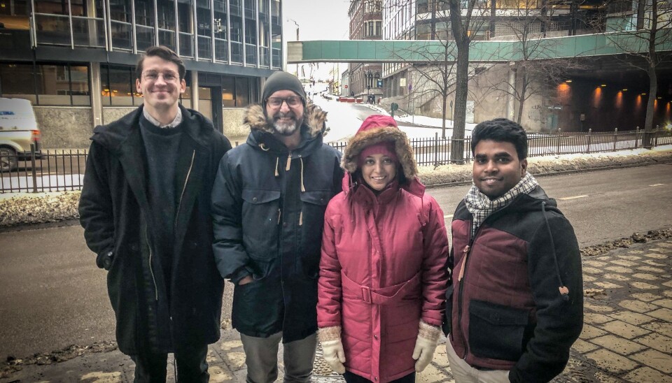 Fra venstre: Jonathan Lunde Lillesæter, Karim Ghouas, Priyanka Nath, Ravijeta Gubba. Foto: Privat