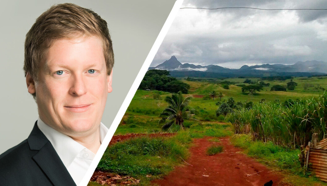 Til venste: Anders Gundersen, Sensonomic-gründer. Til høyre: Fra selskapets Fiji-ekspedisjon i forbindelse med deres nyeste prosjekt. Foto: Privat Til venste: Anders Gundersen, Sensonomic-gründer. Til høyre: Fra selskapets Fiji-ekspedisjon i forbindelse med deres nyeste prosjekt. Foto: Privat