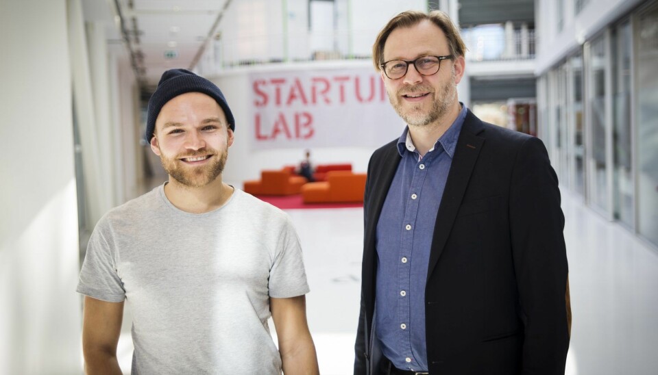 Kjetil Holmefjord i StartupLab og Stig Nordal hos advokatene Sands. Foto: Per-Ivar Nikolaisen