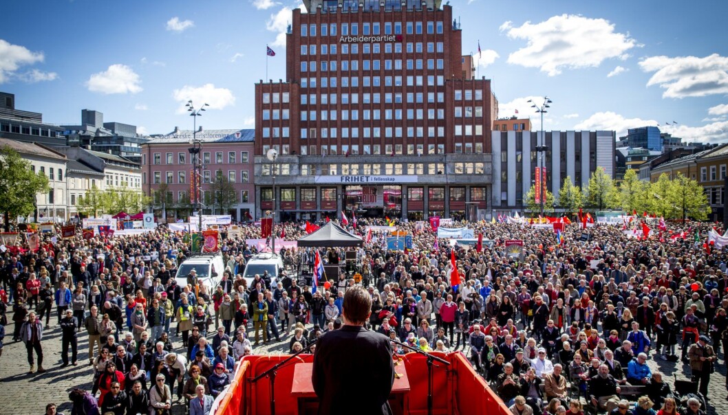 1. mai på Youngstorget.
Foto: Erlend Aas / NTB scanpix 1. mai på Youngstorget.
Foto: Erlend Aas / NTB scanpix