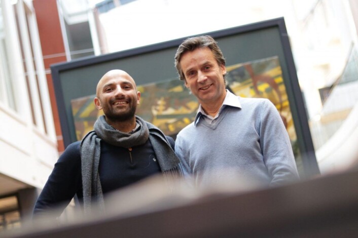 Israr Khan (CDO/CTO) og Per Christian Goller (gründer og daglig leder) i Aprila Bank. Foto: Lucas Weldeghebriel Israr Khan (CDO/CTO) og Per Christian Goller (gründer og daglig leder) i Aprila Bank. Foto: Lucas Weldeghebriel