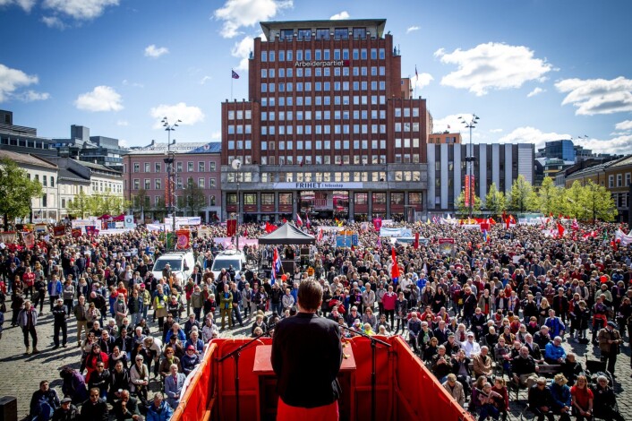 May 1st demonstrations at Youngstorget in Oslo. Photo: Erlend Aas / NTB scanpix May 1st demonstrations at Youngstorget in Oslo. Photo: Erlend Aas / NTB scanpix
