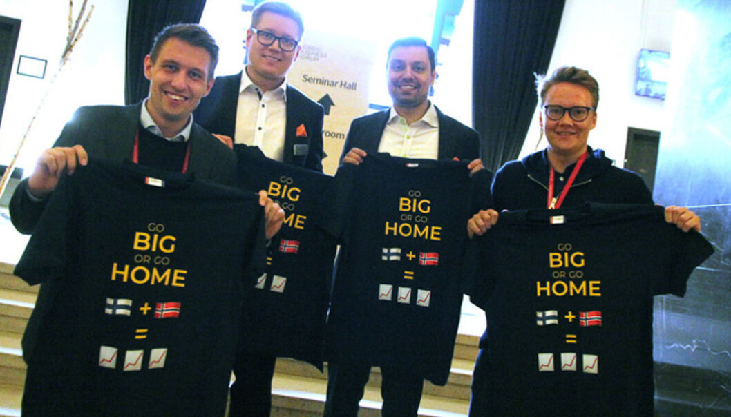 Daglig leder i NBF, Aslak de Silva, NBF-grunnlegger Hans-Peter Siefen, , OBS-gründer Marius Røed Wang og hans medgründer Christoffer Omberg. Daglig leder i NBF, Aslak de Silva, NBF-grunnlegger Hans-Peter Siefen, , OBS-gründer Marius Røed Wang og hans medgründer Christoffer Omberg.