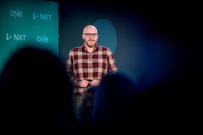 Hans Henriksen Marki pitchet sin startup Algaepro da selskapet bare var noen måneder gammelt. Foto: GORM K GAARE Hans Henriksen Marki pitchet sin startup Algaepro da selskapet bare var noen måneder gammelt. Foto: GORM K GAARE