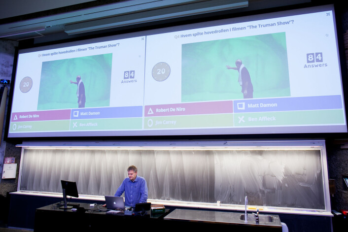 Tidlig uttesting av Kahoot! på NTNU i 2012, før tjenesten ble sluppet offentlig. Foto: Kai Dragland, NTNU Tidlig uttesting av Kahoot! på NTNU i 2012, før tjenesten ble sluppet offentlig. Foto: Kai Dragland, NTNU