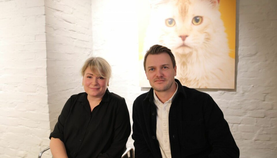 Cathrine Movold i Finstart Nordic og Mathias Hovet i Heydays, under en innspilling av en episode til Shifters podcast. Foto: Lucas Weldeghebriel