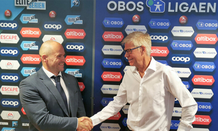 Kåre Bottolfsen i TicketCo og Leif Øverland i Norsk Toppfotball. Foto: Thomas Torjusen Kåre Bottolfsen i TicketCo og Leif Øverland i Norsk Toppfotball. Foto: Thomas Torjusen