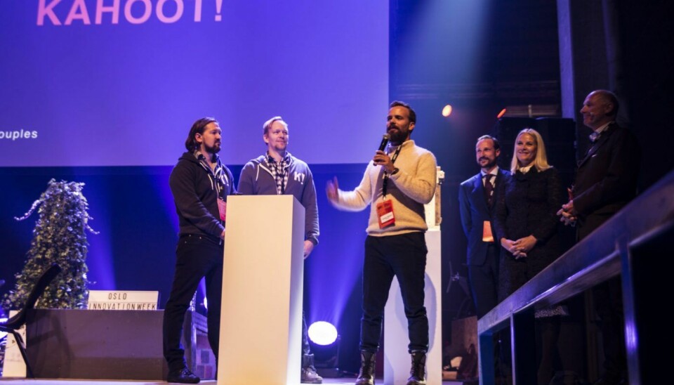 Oslo Innovation Award 2016 går til Kahoot. Kronprinsparet deler ut.