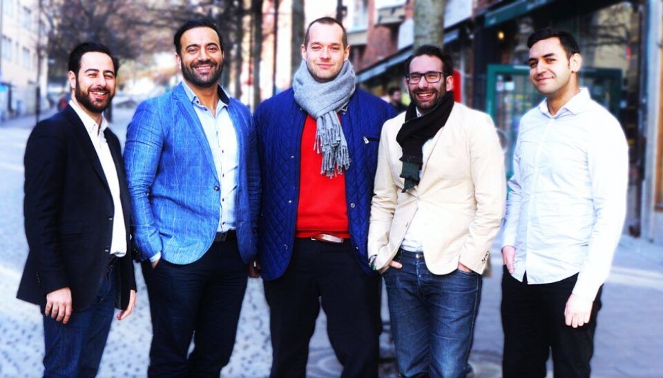 Bak Matspar.se står gründerne Omid Ghanbari, Kaveh Sabeghi, Behrang Ehteshamy, Steeve Lennmark og Rafel Ridha. Foto: Matspar