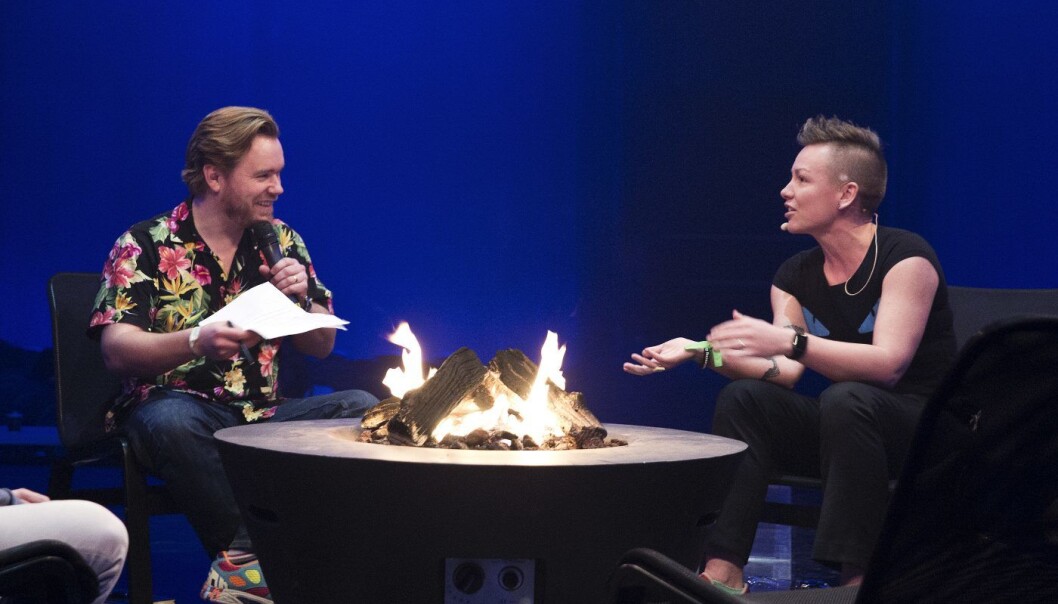 Anita Schjøll Brede i "fire side chat" om kunstig intelligens under Slush-konferansen. Anita Schjøll Brede i "fire side chat" om kunstig intelligens under Slush-konferansen.
