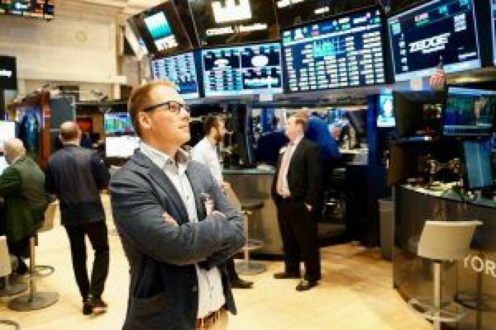  For gründer og Zedge-sjef Tom Arnøy var det et sterkt øyeblikk da Zedge-tickeren var på plass på New York Stock Exchange. Foto: Thor Richard Isachsen